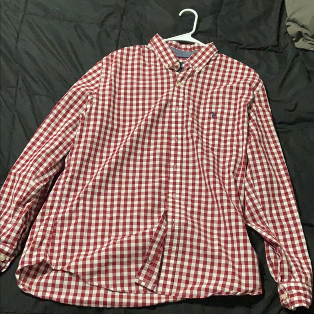 U.S. POLO ASSN. Red & White button down shirt
